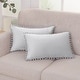 preview thumbnail 79 of 89, Deconovo Velvet Pom-poms Throw Pillow Covers 2 PCS(Cover Only) 12x20 - Light Gray