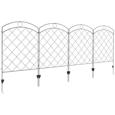 Outsunny Garden Fence, 4 Pack Steel Fence Panels, 11.4' L x 43" H, Rust-Resistant Animal Barrier Decorative Border Flower Edging
