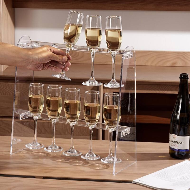 Industrial Metal Wine Glass Rack Holder Stand - 16.1"D x 6.3"W x 16.1"H