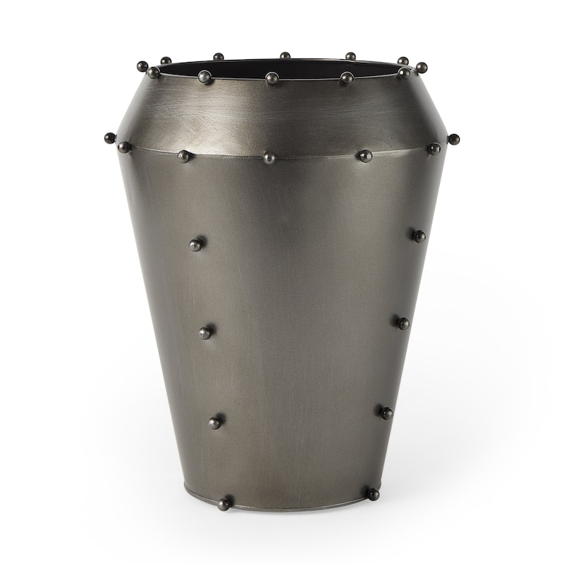 12" Gray Metal Table Vase - 9.84