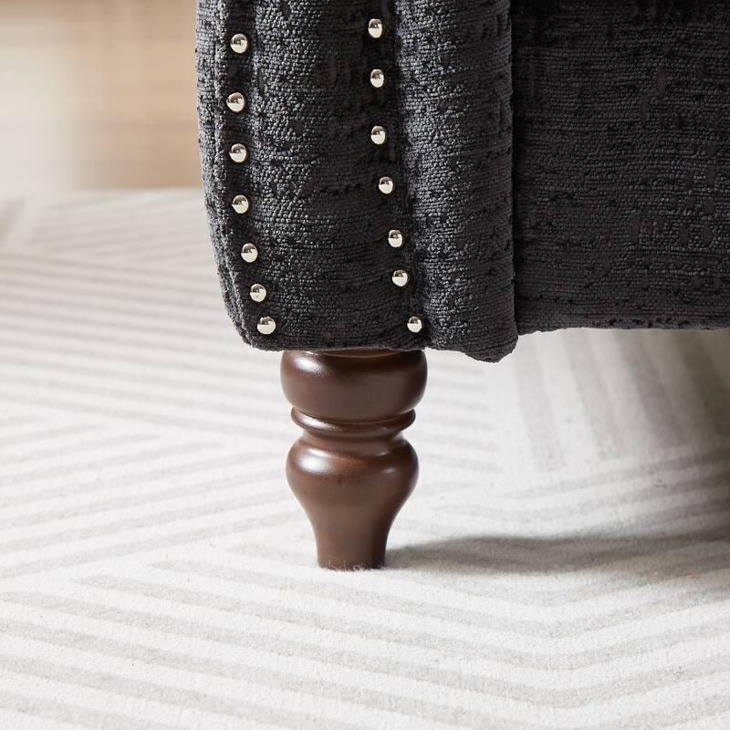 Roomfitters 81" Face-to-Face Chaise Lounge in Chenille, Button Tufted Rolled Arm Sofa with Nailhead Detailing