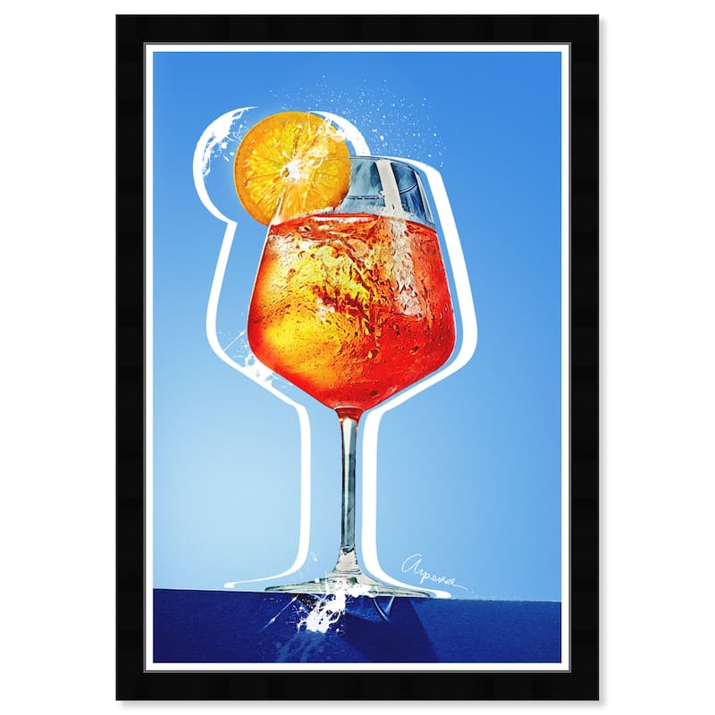 Wynwood Studio Prints Drinks and Spirits Aperol Italiano Blue and Tropical Wall Art Canvas Print