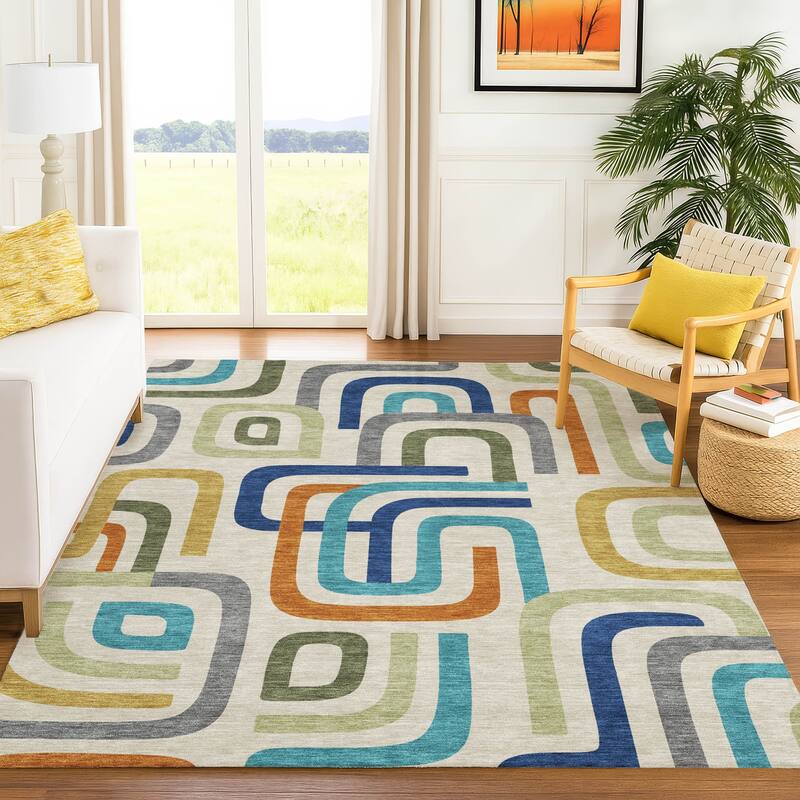 Machine Washable Indoor/ Outdoor Modern Penner Chantille Rug