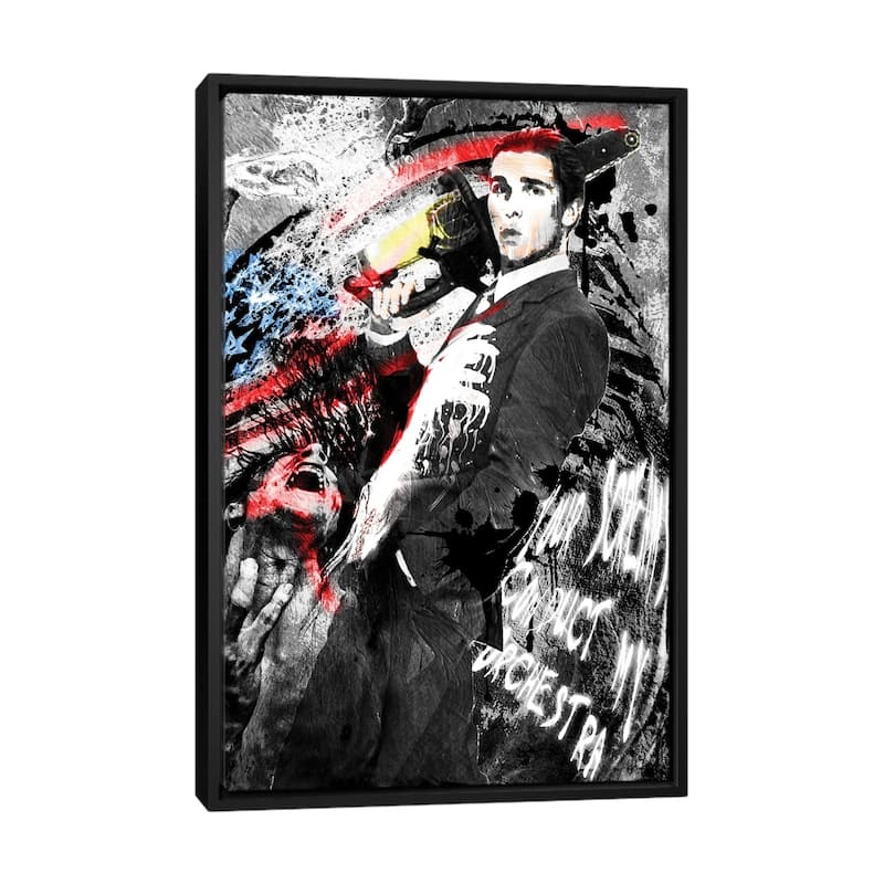 iCanvas "American Psycho - Patrick Bateman "Reservations At Dorsia"" by Rockchromatic Framed Canvas Print - Black - 40x26