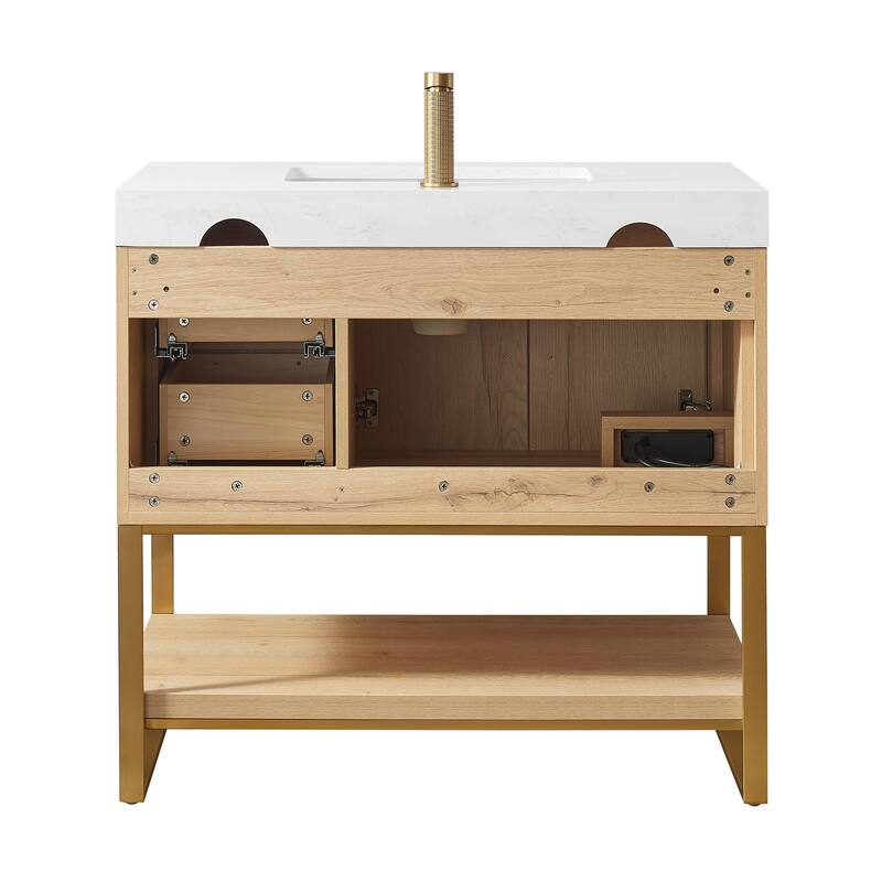 Kolkata Bathroom Vanity in Weathered Oak without Mirror