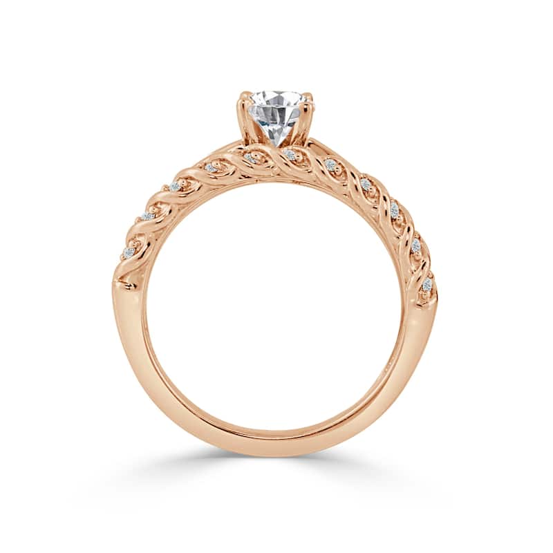 Auriya 14k Gold Classic 4ct Moissanite and Diamond Engagement Ring 1/3ctw