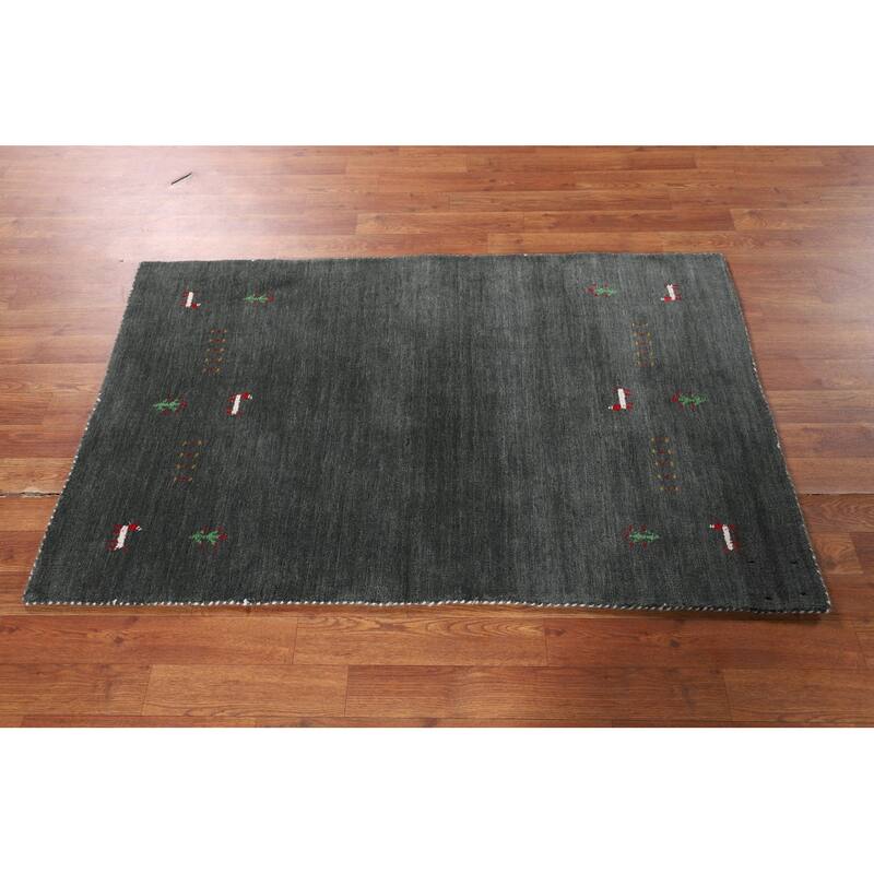 Tribal Green Gabbeh Indian Accent Rug Handmade Wool Carpet - 2'11" x 4'10"