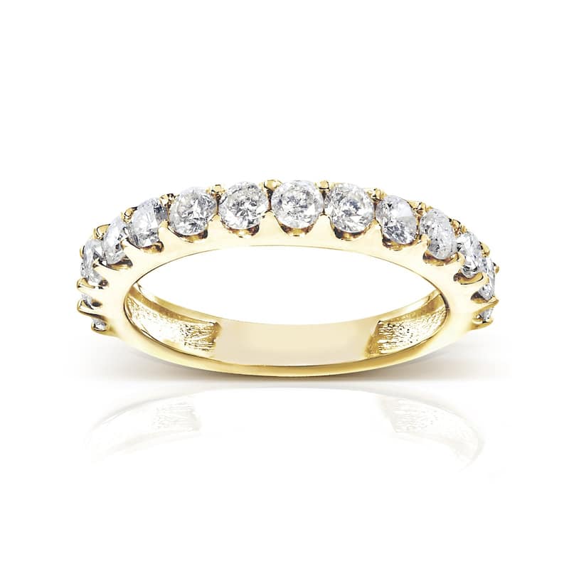 Kobelli 1 Carat Lab Grown Diamond 14k Solid Gold 3mm Half Eternity Lorette Wedding Ring