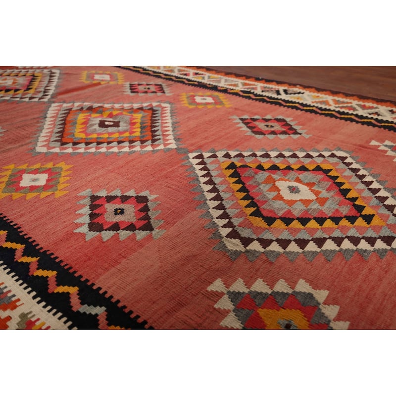 Tribal Kilim Qashqai Persian Vintage Rug Flatweave Wool Carpet - 5'2"x 8'2"