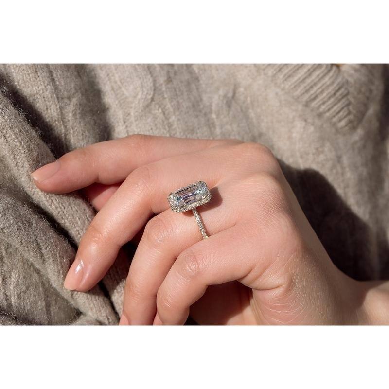 Kobelli Signature Collection 6.10 Carat Moissanite & Diamond 14k Solid Gold Emerald Halo Near Eternity Eloise Engagement Ring