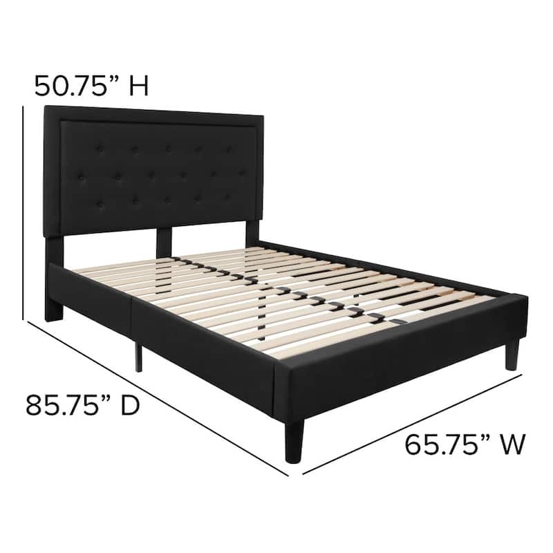 Panel Tufted Upholstered Platform Bed