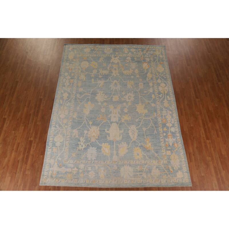 Floral / Medallion Oushak Turkish Rug Handmade Wool Carpet - 8'10"x 12'0"