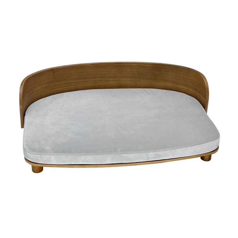Elevated Dog Bed Curved Wood with Waterproof Soft Cozy Cushion Stool