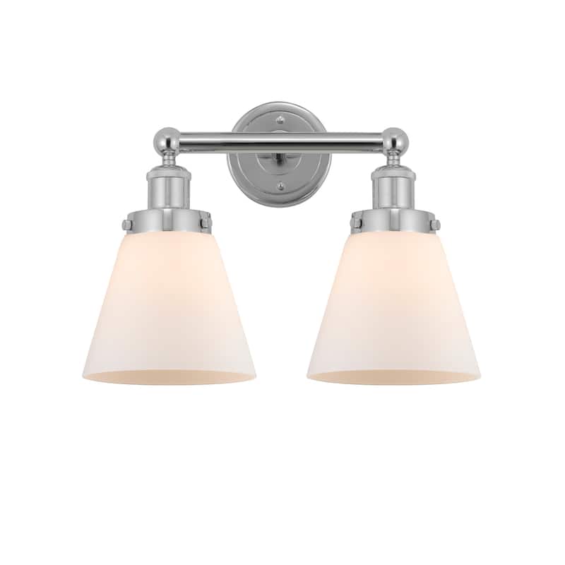 Innovations Lighting 616-2W-10-16 Cone Vanity Cone 2 Light 16" Wide - Polished Chrome / Matte White