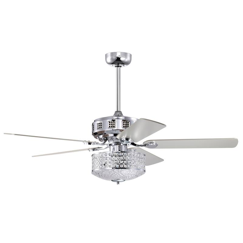 Callen 52 Inch Glam Style Chrome Finish Crystal Ceiling Fan 3 Light with Remote