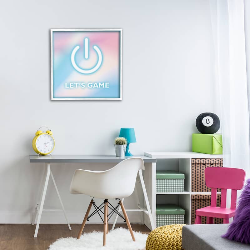 Stupell Pastel Let's Game Power Symbol Framed Giclee Art Design By Yass Naffas Designs