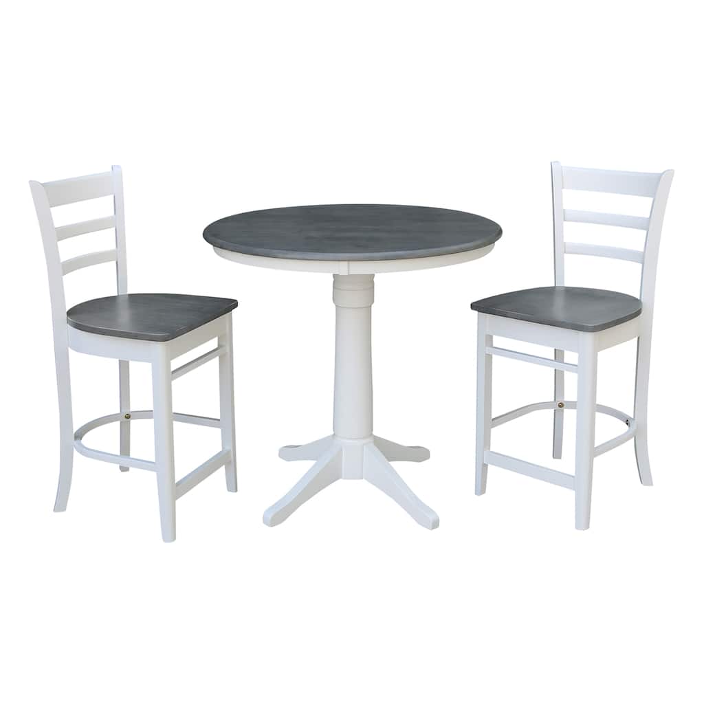 36" Round Pedestal Gathering Height Table With Counter Height Stools