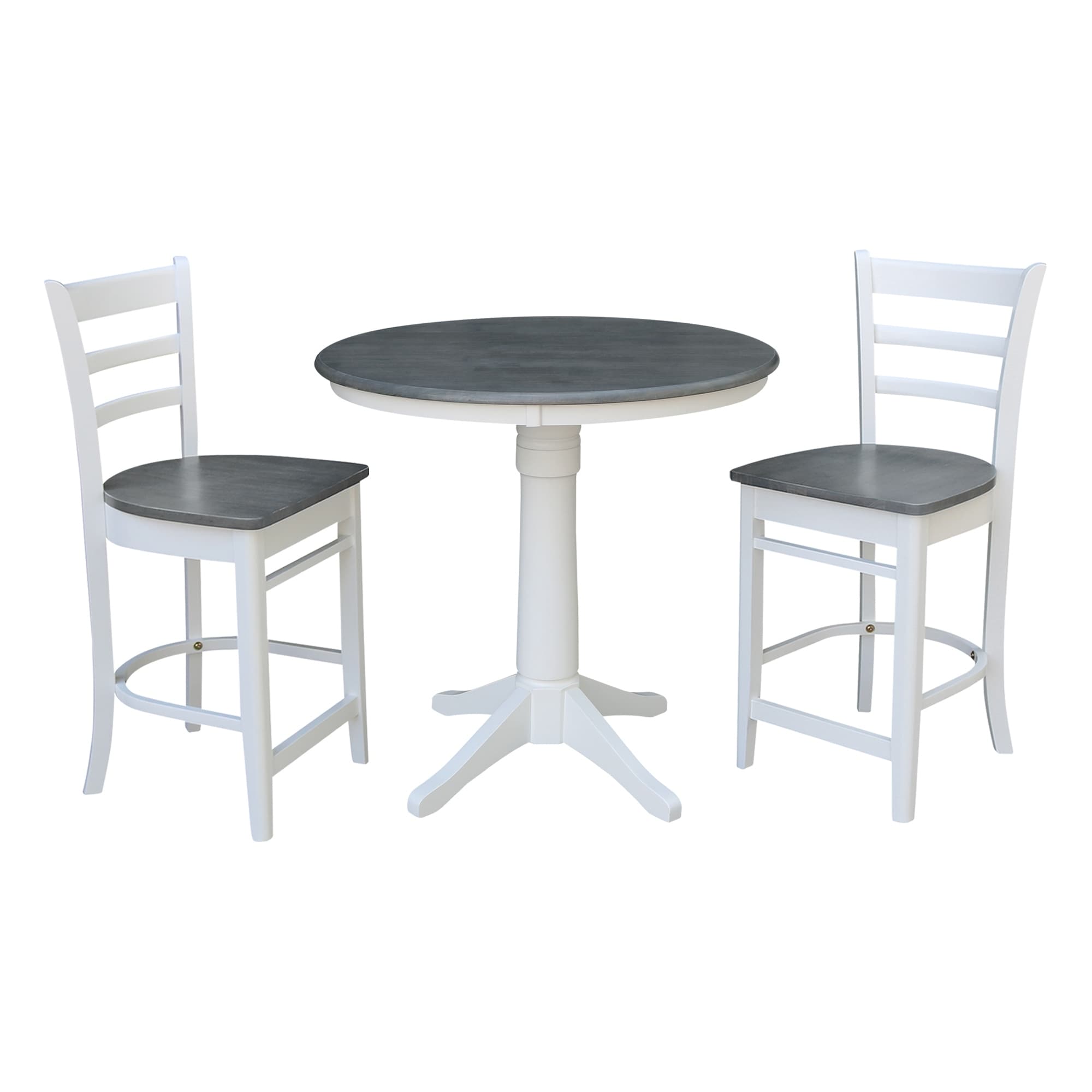 36" Round Pedestal Gathering Height Table With Counter Height Stools