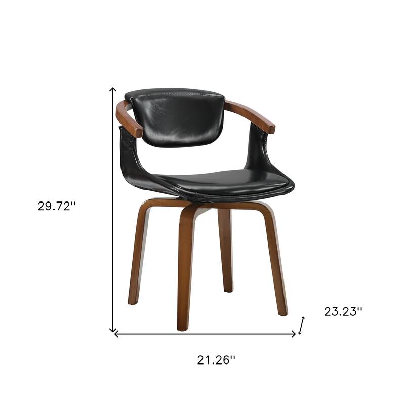HomeRoots Set of Two Green and Black Upholstered Faux Leather Curved Back Dining Side Chairs