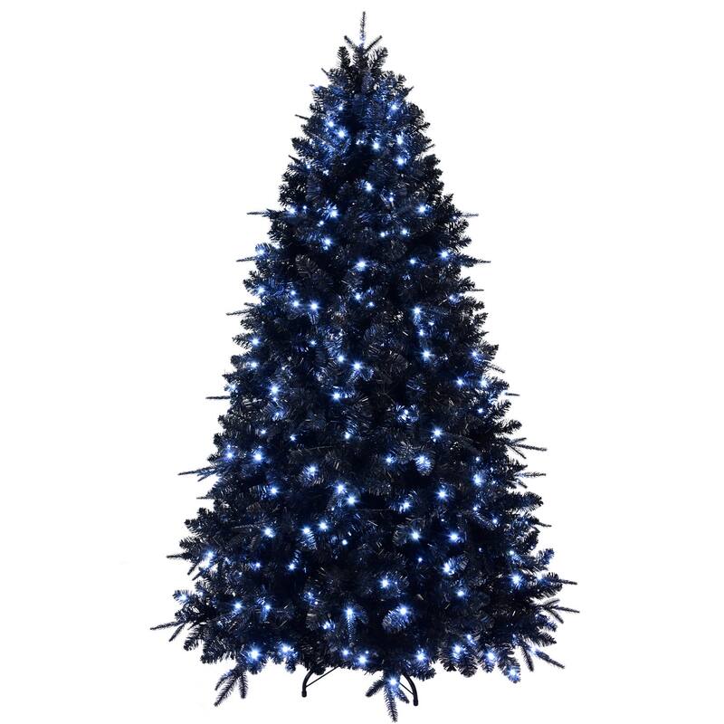 HomeRoots 6' Black Pre Lit Full Fir Christmas Tree - 49.00 in. x 72.00 in. x 49.00 in.
