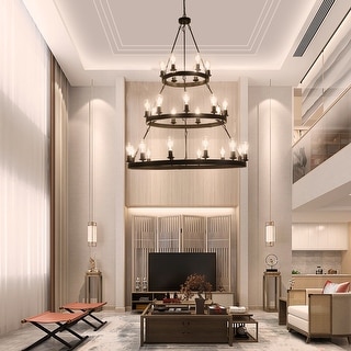 27 Light Metal Ring Chandelier, Modern Ceiling Lights Fixtures