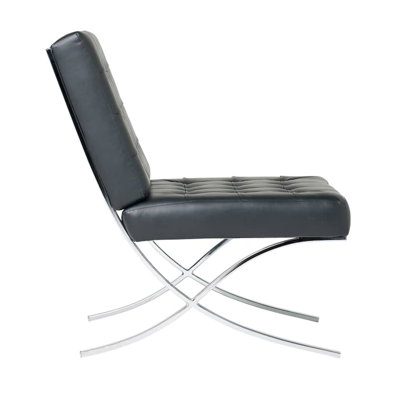 Attriom Bonded Leather and Metal Armless Mid Century Accent Chair - 30.25 x 26 x 34.75"