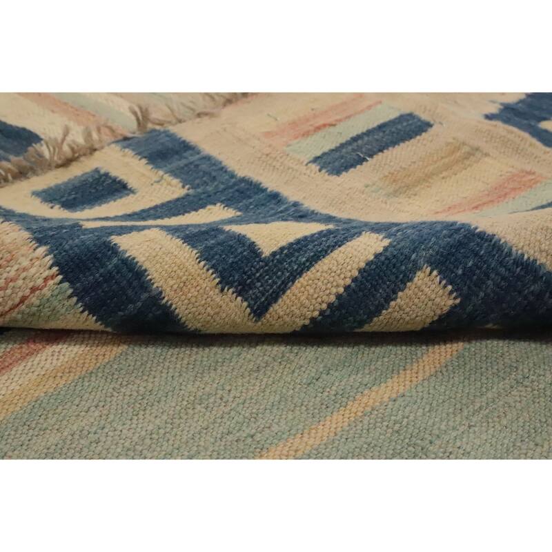 Hand Woven Oriental 100% Wool Carpet Southwestern Tribal Multi-Colored Kilim Area Rug - 8' 7'' X 5' 7''