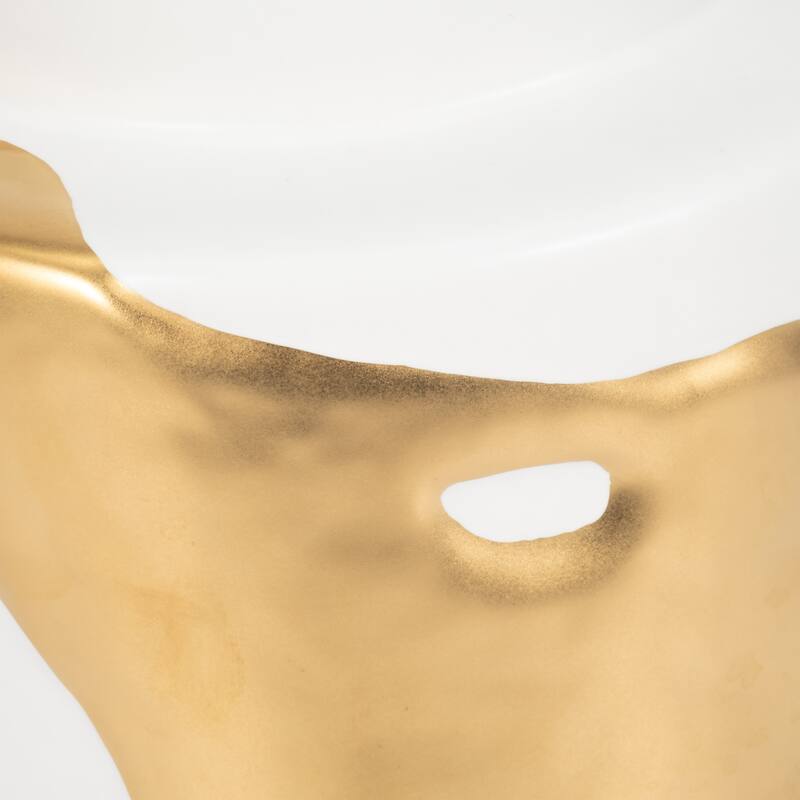 Sagebrook Home Procida White Porcelain Vase with Gold Abstract, Pretty Piece of Decor