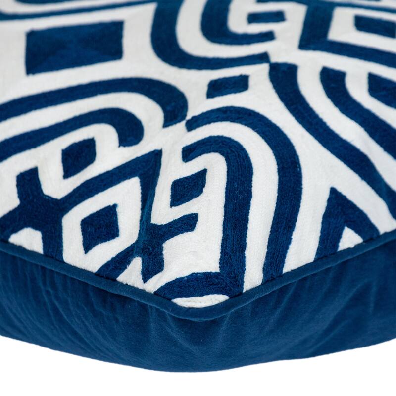 Stencil Striped Square Cotton Throw Pillow - 20" - Blue and White