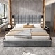 preview thumbnail 6 of 18, Christopher Knight Home Modern Upholstered Velvet Platform Bedframe & Headboard with Lamps and USB Ports, Grey