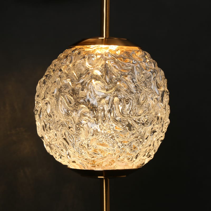 Modern LED 1-Light Gold Wall Sconce Textured Glass Bathroom Vanity Lights - W4.5" x H18"