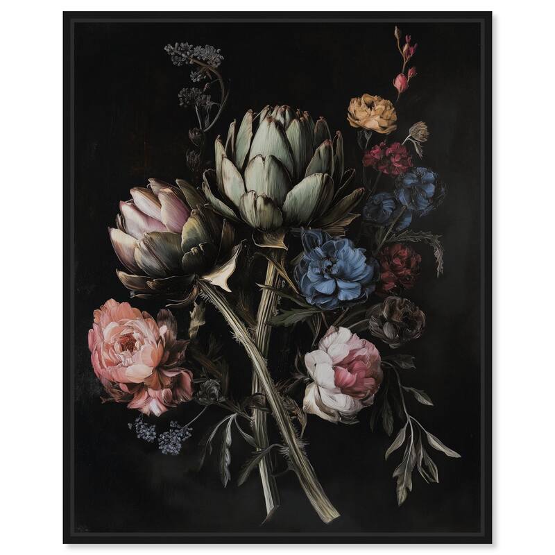 Moody Artichoke III Canvas by Art Remedy - 30" x 36" - Black