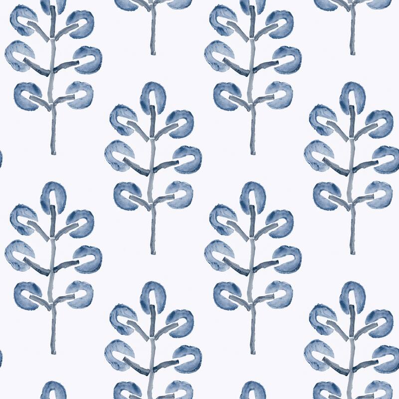 Chesapeake Plum Tree Blue Botanical Wallpaper