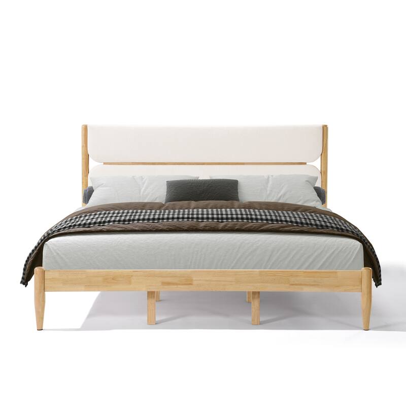 Christopher Knight Home - Marin Solid Rubber and Fleece Upholstered Bed Frame with Headboard