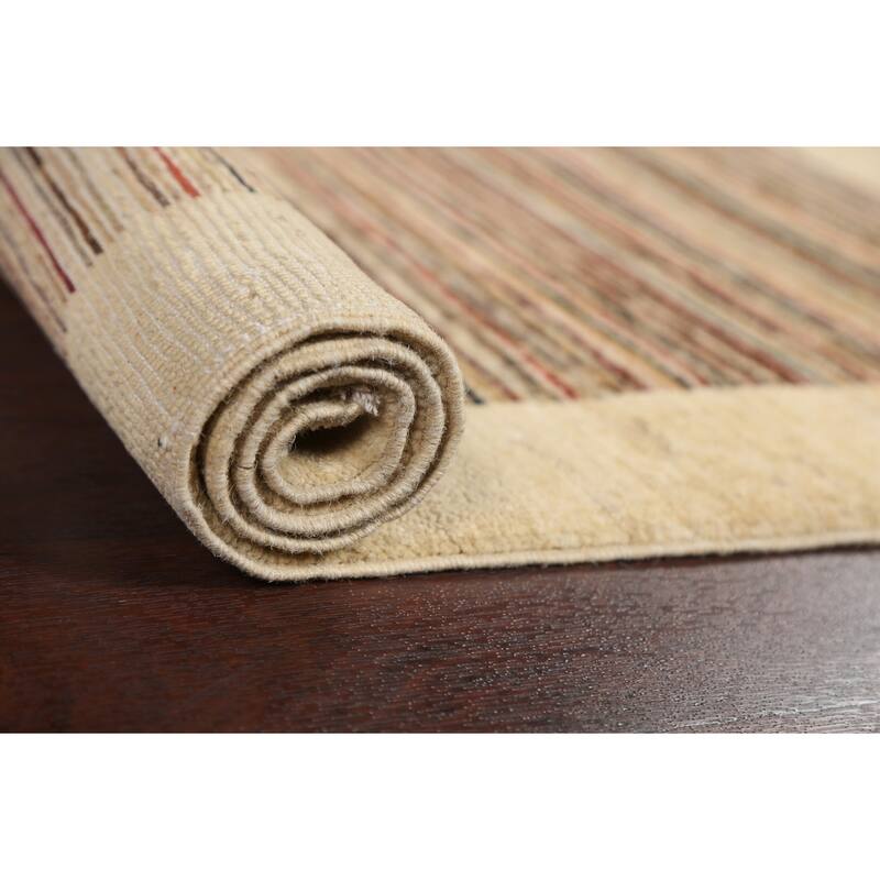 Gabbeh Kashkoli Wool Contemporary Striped Area Rug Hand-knotted Carpet - 2'6" x 4'1"