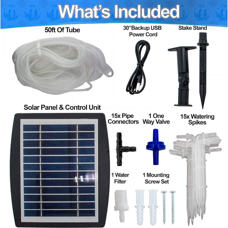Solar Self Watering Plant Drip Irrigation System for 15 Plants Multiple Automatic Control Modes - regular