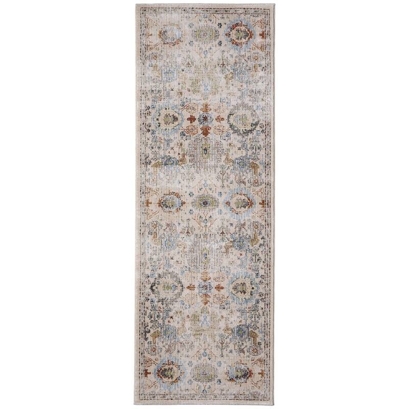 HomeRoots Floral Persian Runner Area Rug - 87.00 in. x 30.00 in. x 0.47 in.
