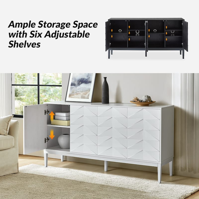 Dennis Contemporary 63"Wide 4-Door Sideboard with Adjustable Shelves