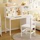 preview thumbnail 2 of 17, Solid Pine Wood Kids Study Desk with Storage Shelves & USB Clip Lamp, White Children Writing Desk for Bedroom or Playroom