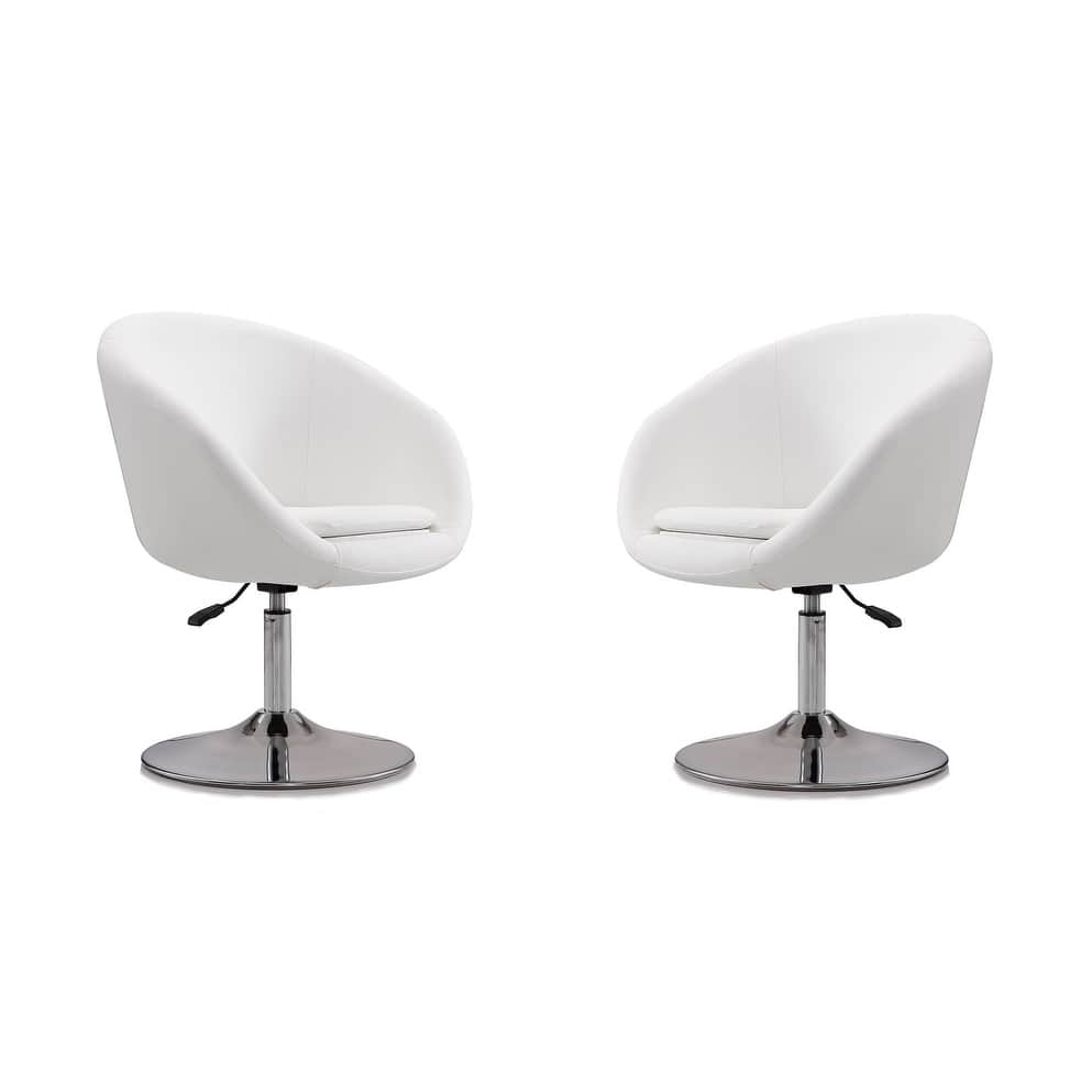 Manhattan Comfort Hopper Chrome Faux Leather Adjustable Height Chair (Set of 2)
