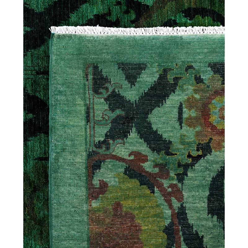 Overdyed One-of-a-Kind Hand-Knotted Square Area Rug - Green - 9' 10" x 10' 3"