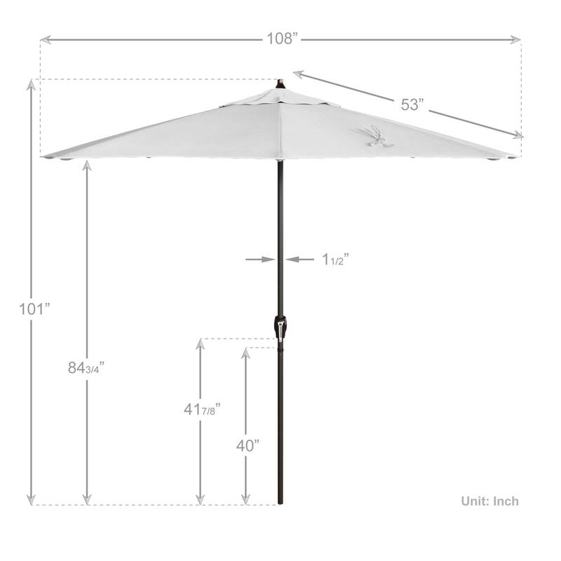 California Umbrella 9' Round Crank Lift Auto Tilt 8 Rib Aluminum Patio Umbrella, Bronze Finish, Pacifica Pacific Blue Fabric