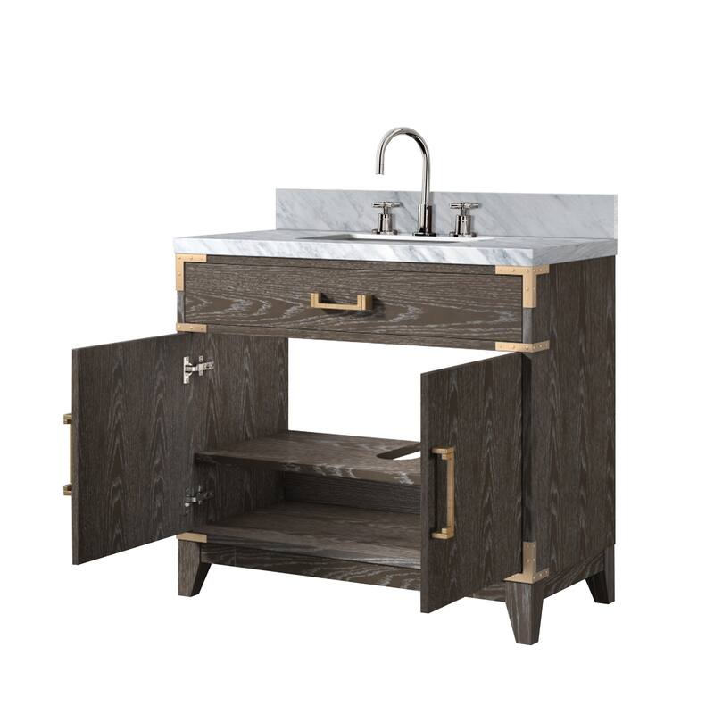 Laurel Bath Vanity Carrara Marble Top, Sink and Faucet