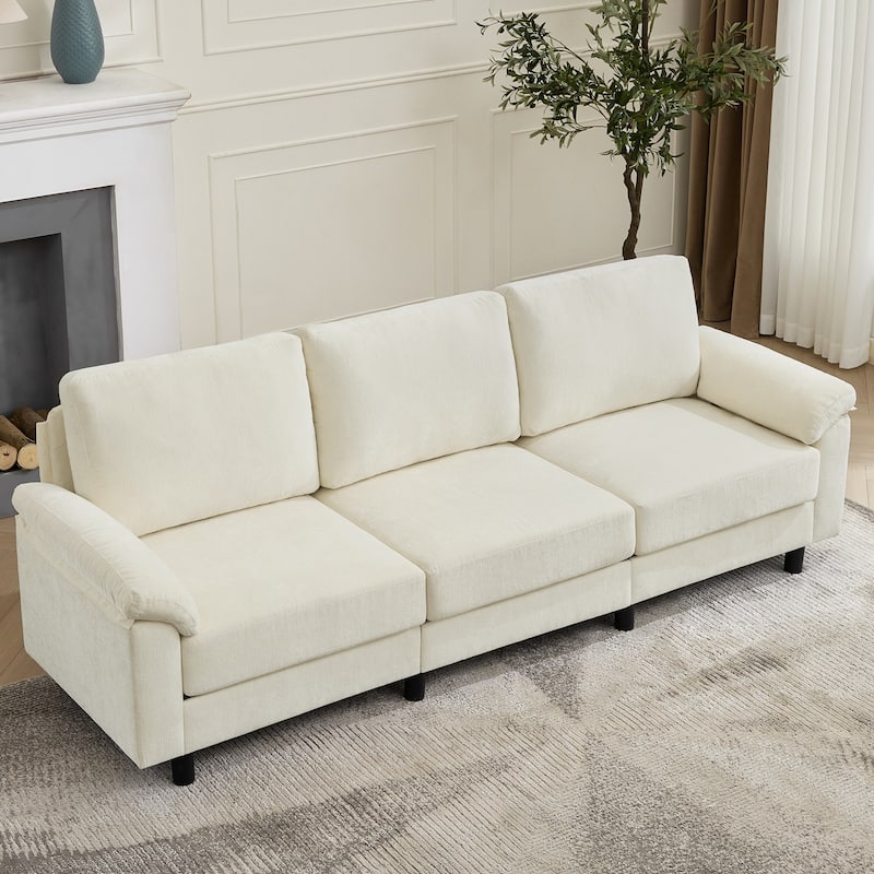 Modern Chenille 3-Seat Sofa Couch with Pillow Top Arms