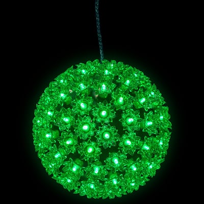 LED Lighted Starlight Sphere Outdoor Hanging Christmas Decoration- 7.5" - Green Lights