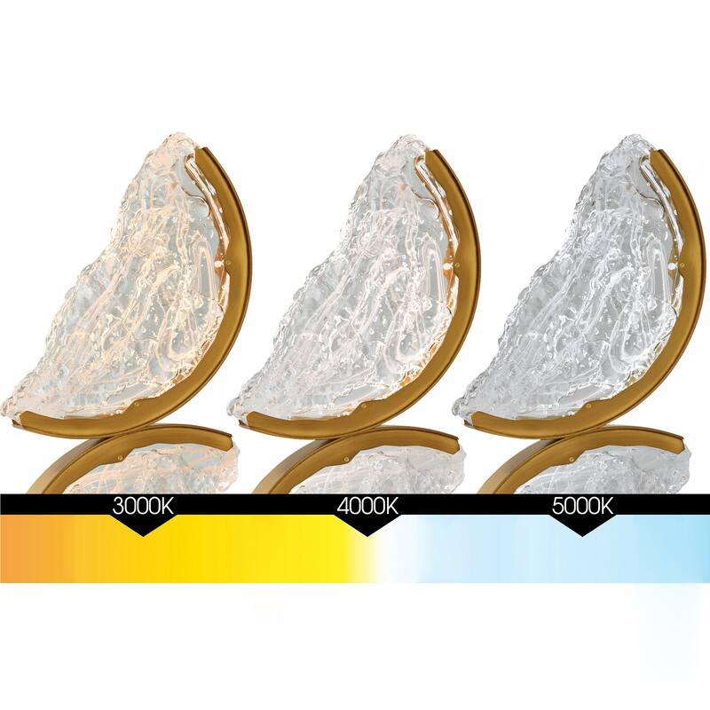 Moon Integrated LED 8in Brass Mini Pendant with Handcrafted Glass