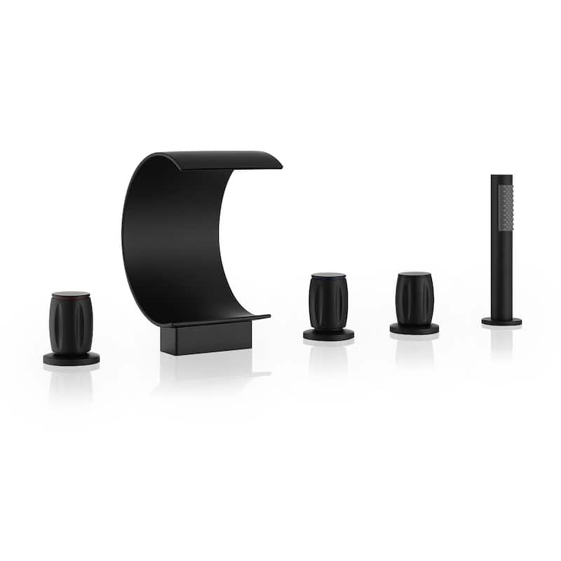 Altair Recea Triple Handle Deck-Mount Roman Tub Faucet with Diverter and Handshower
