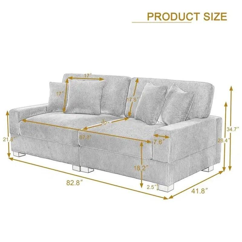 Oversized Modular Sectional Sofa Set with Pillows for Living Room