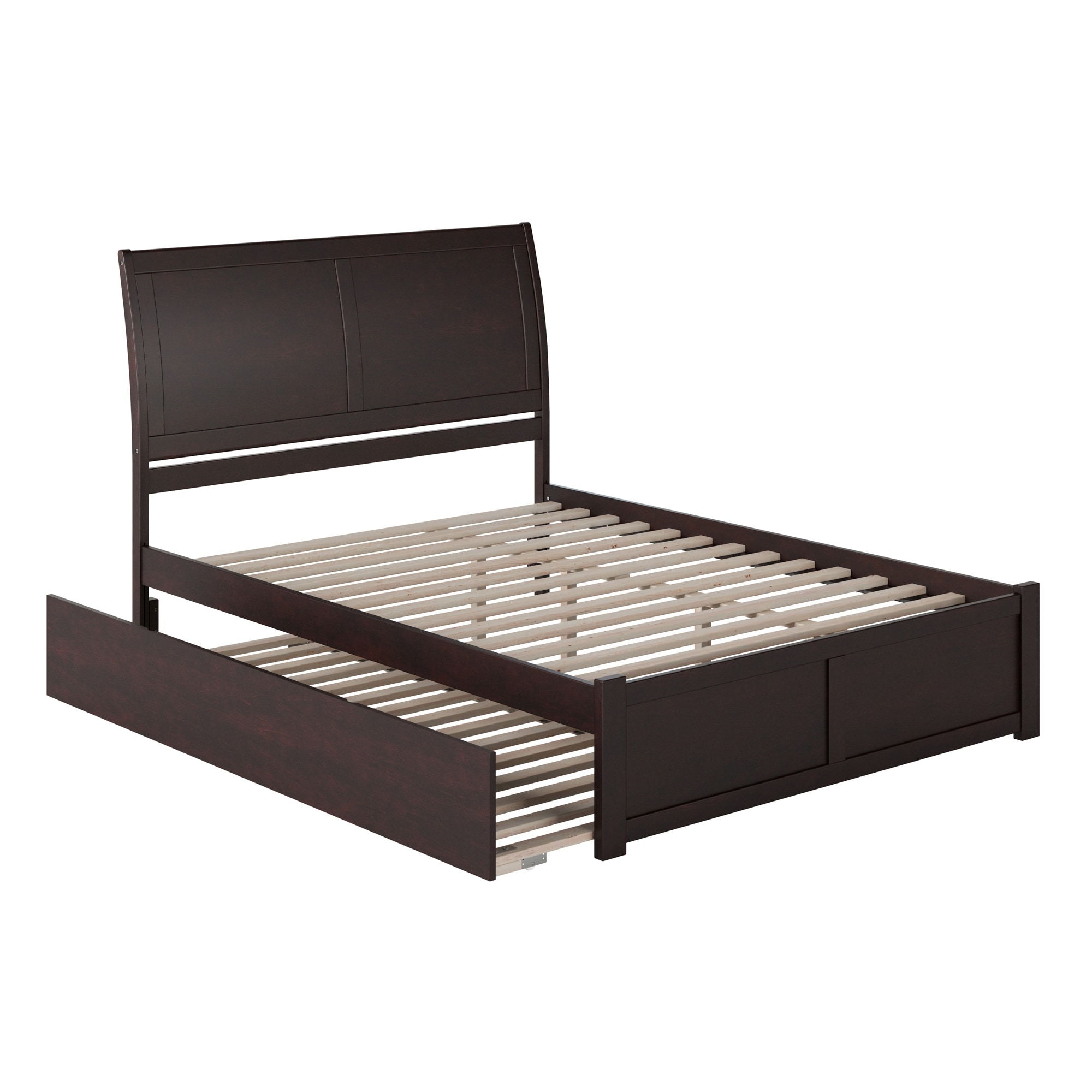 Portland Queen Platform Bed with Footboard & Twin XL Trundle in Espresso
