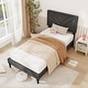 preview thumbnail 3 of 5, Gray Faux Linen Twin Platform Bed Tufted Headboard Sturdy Design